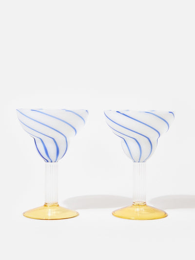 Oliver Bonas Blue swirl margarita glasses (set of 2) at Collagerie
