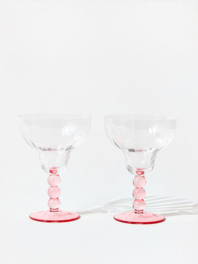 Oliver Bonas Bobbin pink margarita glasses (set of 2) at Collagerie