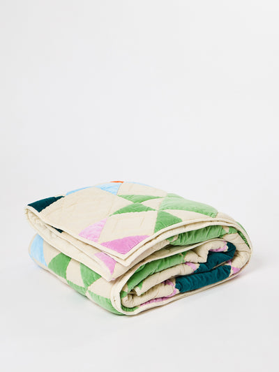 Oliver Bonas Bright velvet patchwork bedspread at Collagerie