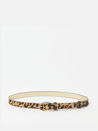 Oliver Bonas Brown leather textured leopard print belt at Collagerie