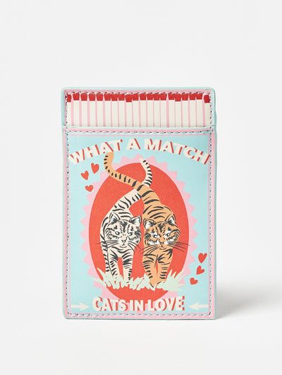 Oliver Bonas Cat matchbox blue card holder at Collagerie