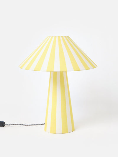 Oliver Bonas Catalana yellow & white stripe table lamp at Collagerie