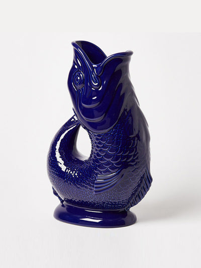 Oliver Bonas Cobalt blue ceramic Gluggle jug at Collagerie