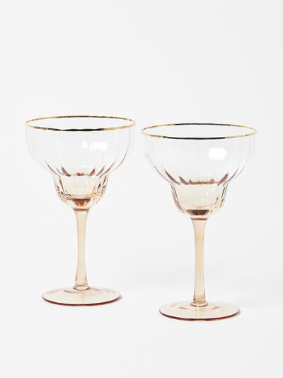 Oliver Bonas Claro orange margarita glasses (set of 2) at Collagerie