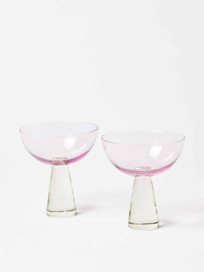 Oliver Bonas Yara sculptural pink cocktail glasses (set of 2) at Collagerie