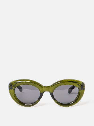 Oliver Bonas Crystal dark green bubble oval sunglasses at Collagerie