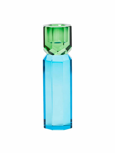 Oliver Bonas Faceted blue & green crystal candleholder at Collagerie