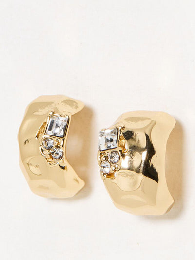 Oliver Bonas Fea stone detail mini gold tone hoop earrings at Collagerie