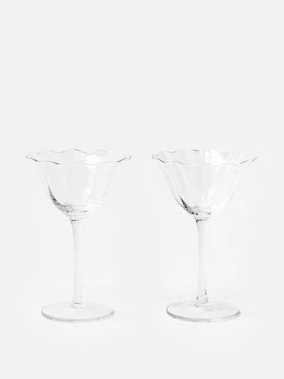 Oliver Bonas Fleur clear champagne coupes (set of 2) at Collagerie
