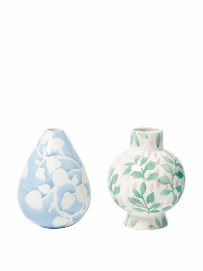 Oliver Bonas Holly floral ceramic bud vases (set of two) at Collagerie