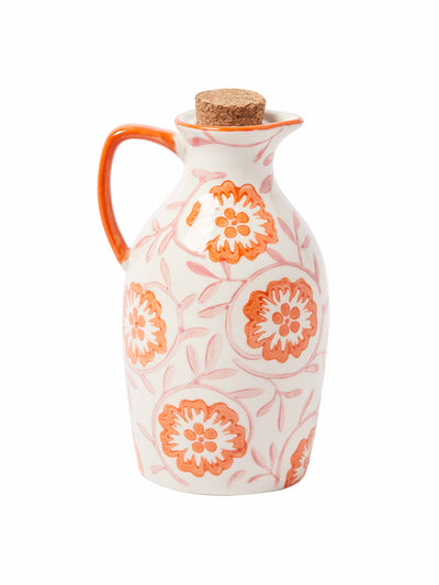 Oliver Bonas Lila floral orange ceramic oil bottle at Collagerie