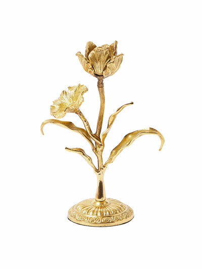 Oliver Bonas Flower gold metal candlestick holder at Collagerie