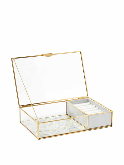 Oliver Bonas Gold and glass grey resin jewellery box at Collagerie