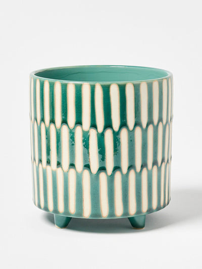 Oliver Bonas Green and white large plant pot at Collagerie