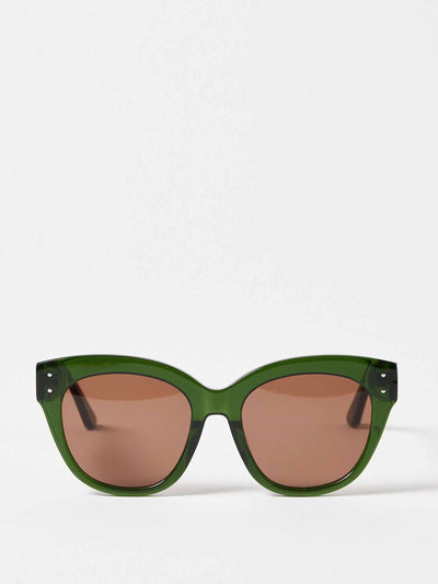 Oliver Bonas Green glam cat eye acetate sunglasses at Collagerie