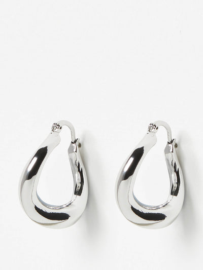 Oliver Bonas Helga bold shape silver tone hoop earrings at Collagerie
