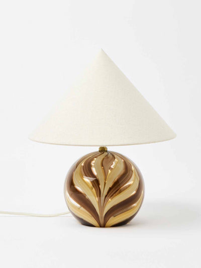 Oliver Bonas Inara brown swirl glass desk and table lamp at Collagerie