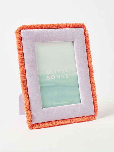 Oliver Bonas Issey fringed purple photo frame at Collagerie