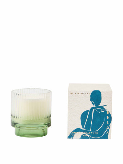 Oliver Bonas Nora relax jasmine and cedarwood scented candle at Collagerie