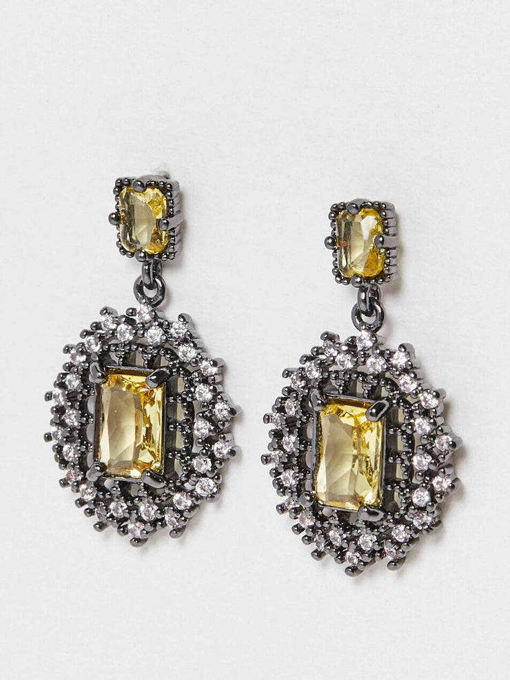 Jovie oval stone drop stud earrings