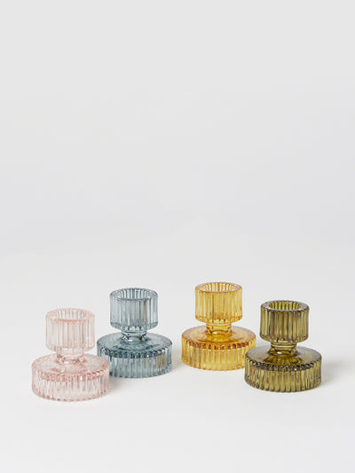 Oliver Bonas Kyto double sided glass candlestick holders (set of 4) at Collagerie