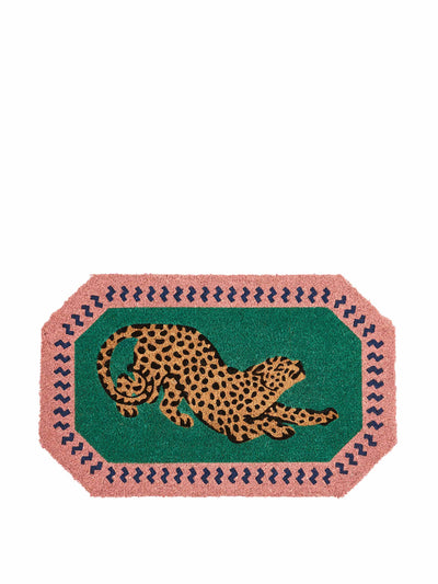 Oliver Bonas Leopard green & pink doormat at Collagerie