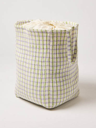 Oliver Bonas Lumu block printed wavy fabric laundry bag at Collagerie