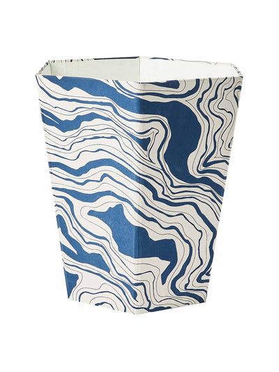 Oliver Bonas Marble blue paper bin at Collagerie