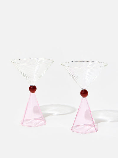 Oliver Bonas Meri pink cocktail glasses (set of 2) at Collagerie