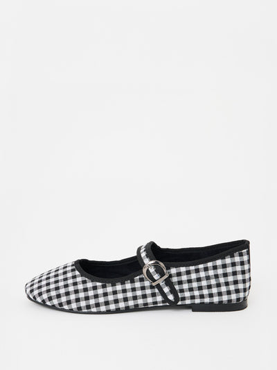 Oliver Bonas Moi London black gingham Mary Jane flats at Collagerie