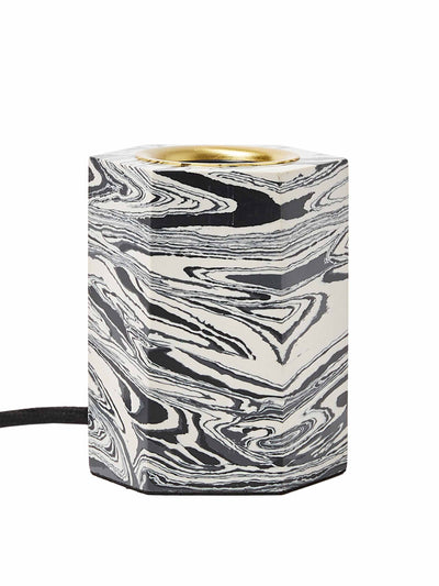 Oliver Bonas Monochrome marble desk & table lamp at Collagerie