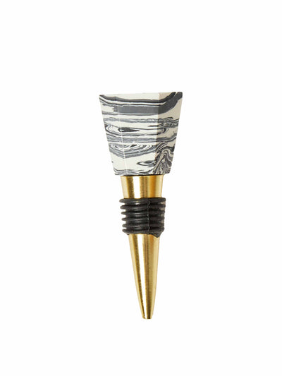 Oliver Bonas Mononochrome marbled gold bottle stop at Collagerie