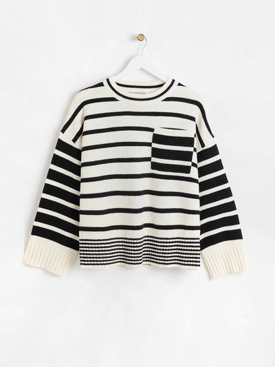 Oliver Bonas Monochrome stripe pocket jumper at Collagerie