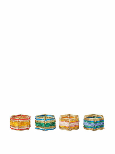 Oliver Bonas Beaded hexagon napkin rings at Collagerie