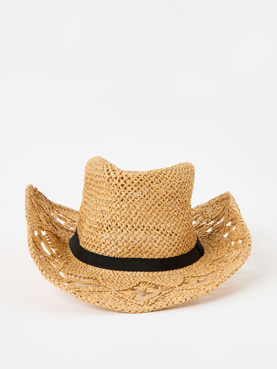 Oliver Bonas Natural brown & gold cutout cowboy hat at Collagerie