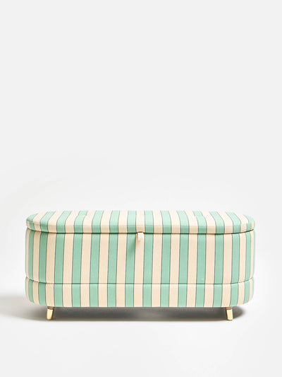 Oliver Bonas Ola green & cream striped tub ottoman at Collagerie