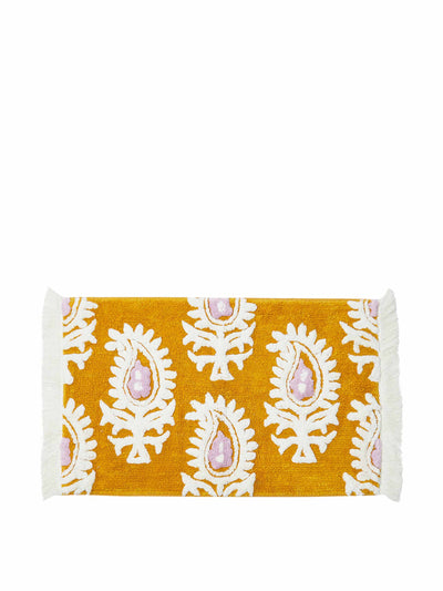 Oliver Bonas Paisley yellow rectangular bath mat at Collagerie