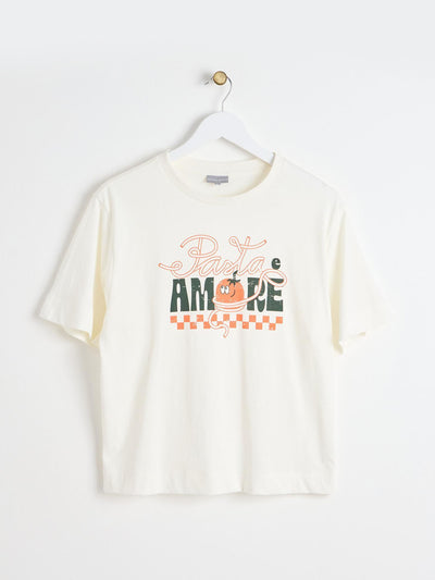 Oliver Bonas Pasta amore white graphic t-shirt at Collagerie