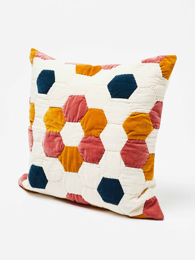 Oliver Bonas Eshe patchwork cotton cushion cover at Collagerie