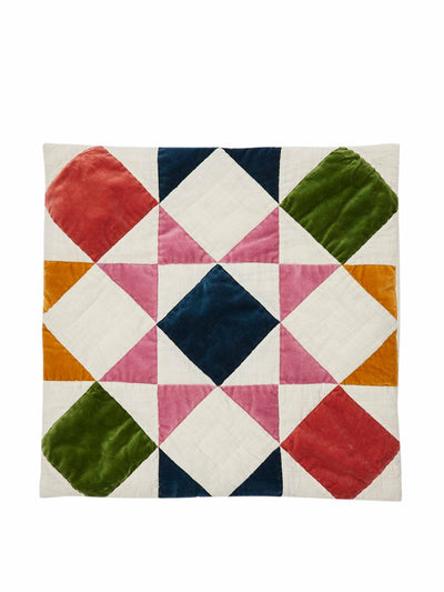 Oliver Bonas Patchwork multicolour velvet cushion cover at Collagerie