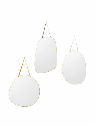 Oliver Bonas Pebble hanging gold and glass wall mirrors (set of 3) at Collagerie