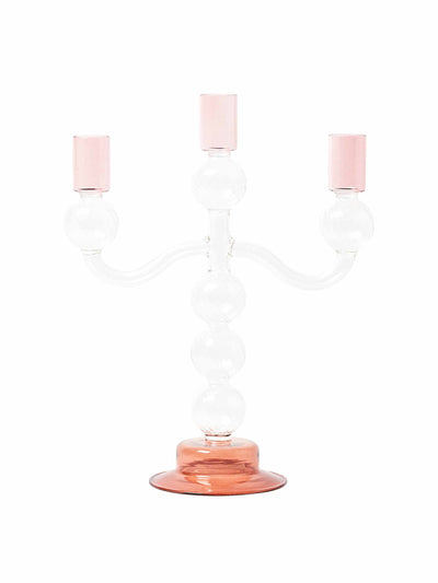 Oliver Bonas Lea pink & orange glass candelabra at Collagerie