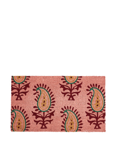 Oliver Bonas Paisley pink and red tones doormat at Collagerie