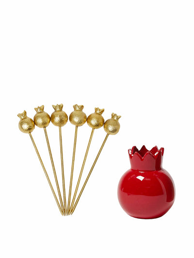 Oliver Bonas Pomegranate gold cocktail picks at Collagerie