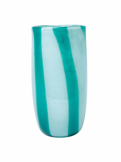 Oliver Bonas Raya striped blue glass vase at Collagerie