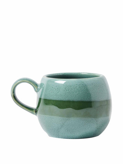 Oliver Bonas Reactive glaze olive green ceramic mug at Collagerie