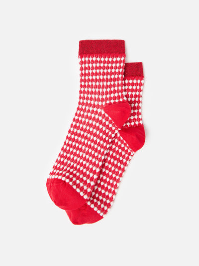 Oliver Bonas Red & white spotty ankle socks at Collagerie