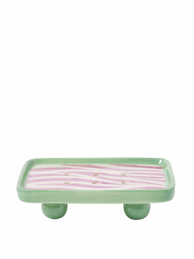 Oliver Bonas Ria green ceramic soap dish at Collagerie