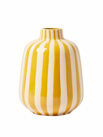 Oliver Bonas Riviera stripe yellow ceramic vase at Collagerie