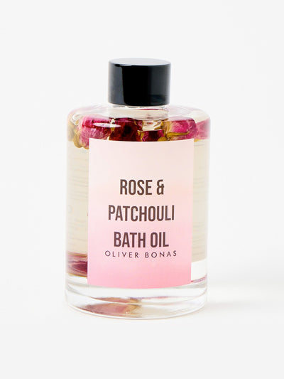 Oliver Bonas Rose Bud & Patchouli scented bath oil at Collagerie